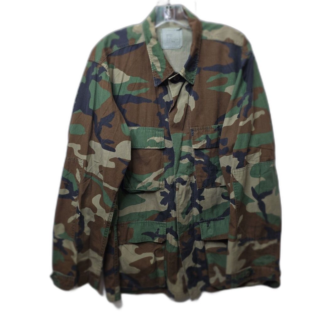 Military Coat M Regular Green Camo BDU Combat Woodland Top Shirt Army USMC 80s